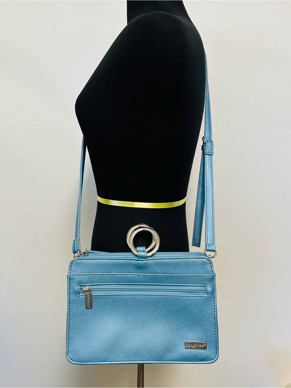 Pouchee Travel Vacation Blue Crossbody Clutch Ultimate Purse Organizer Handbag